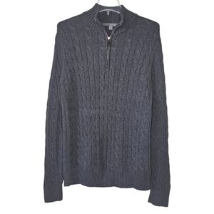 Old Navy Gray Pullover Cable Knit Collared Quarter Zip Size Medium